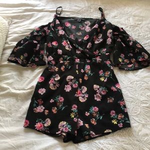 Black floral romper